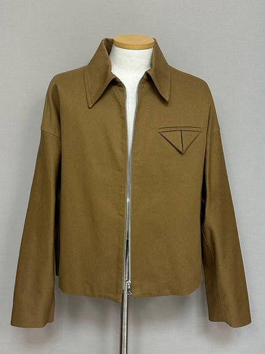 Chest triangle patch cotton zip up shirt jacket 105 - BOTTEGA VENETA - BALAAN 1