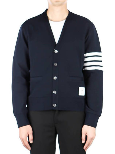 V-Neck 4 Bar Cardigan Navy - THOM BROWNE - BALAAN 2