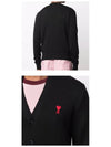 Heart Logo Merino Wool Cardigan Black - AMI - BALAAN 7