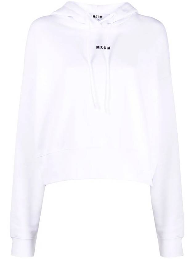 Micro Logo Print Cotton Hoodie White - MSGM - BALAAN 1