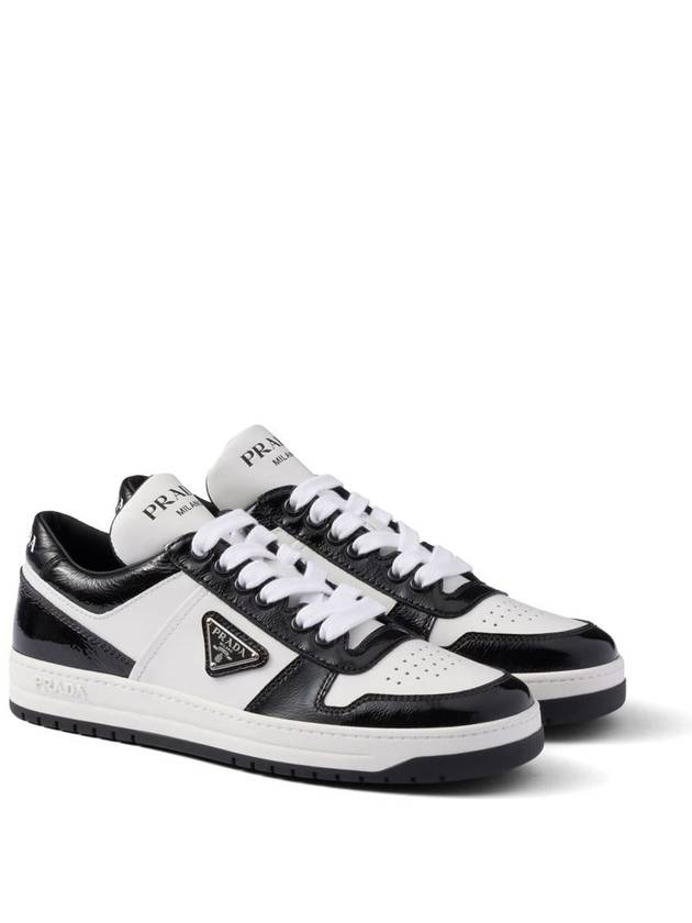 Downtown Leather Low Top Sneakers Black White - PRADA - BALAAN 3