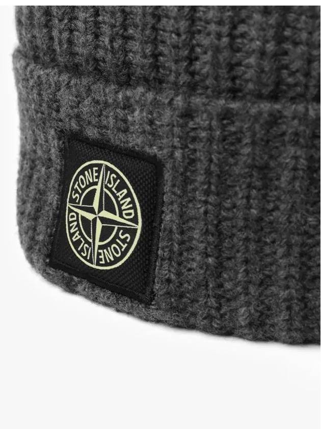 N10B5 V0M67 7915N10B5 Mini Wappen Logo Ribbed Wool Beanie - STONE ISLAND - BALAAN 3