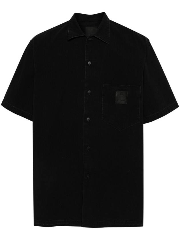 Logo Patch Cotton Short Sleeve Shirt Black - GIVENCHY - BALAAN 2