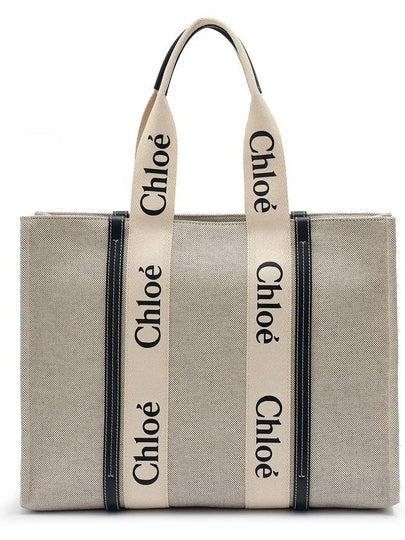 Woody Large Tote Bag Black Beige - CHLOE - BALAAN 2