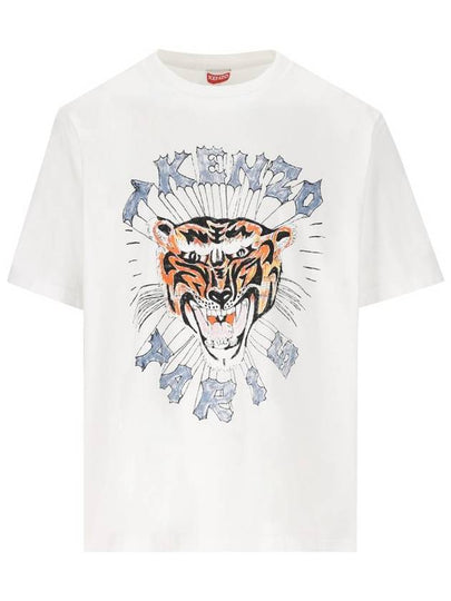 Tiger Logo Printed Cotton Short Sleeve T-Shirt White - KENZO - BALAAN 2