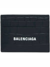 Cash Cash Logo Crocker Effect Leather Card Holder - BALENCIAGA - BALAAN 1