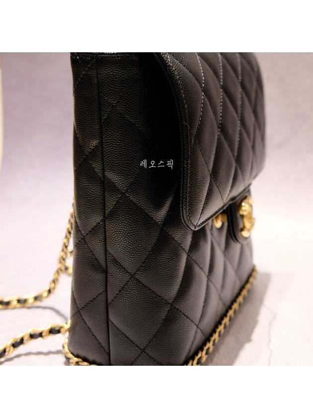 23K camellia decorated chain base square backpack caviar calfskin black AS4490 B14351 94305 - CHANEL - BALAAN 3