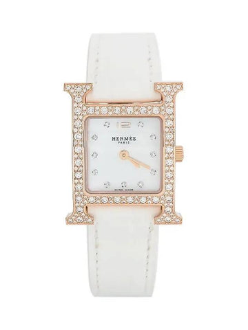 H Hour PM 18K rose gold diamond bezel mother of pearl 4HA0591 - HERMES - BALAAN 1