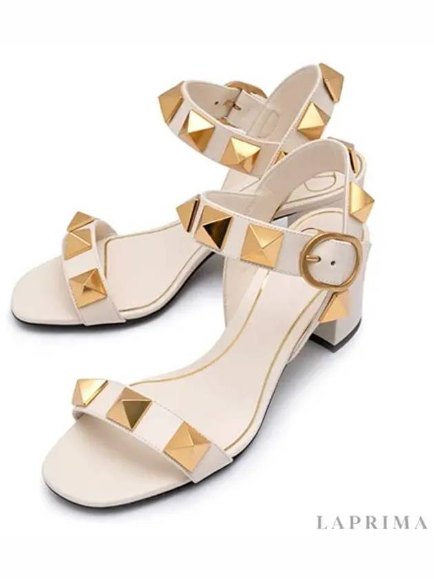 Women's Roman Stud Slide Sandal Heels Ivory - VALENTINO - BALAAN 4