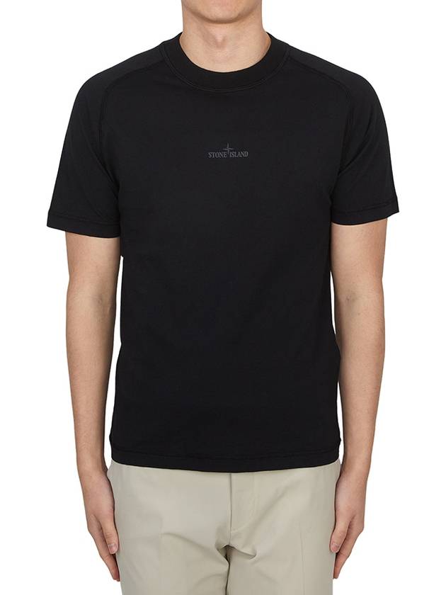 Logo Crew Neck Short Sleeve T-Shirt Black - STONE ISLAND - BALAAN 2