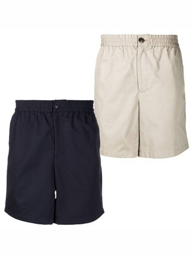 Men's Cotton Gabardine Waist Bermuda Banding Shorts Navy Beige E21HT300 288 250 - AMI - BALAAN 1