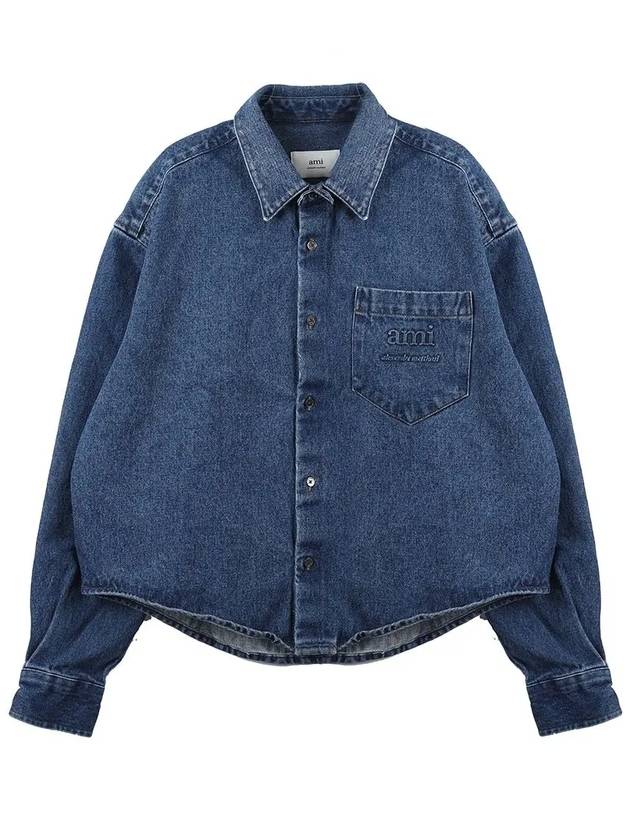 Washed Button-Up Denim Jacket Blue - AMI - BALAAN 7