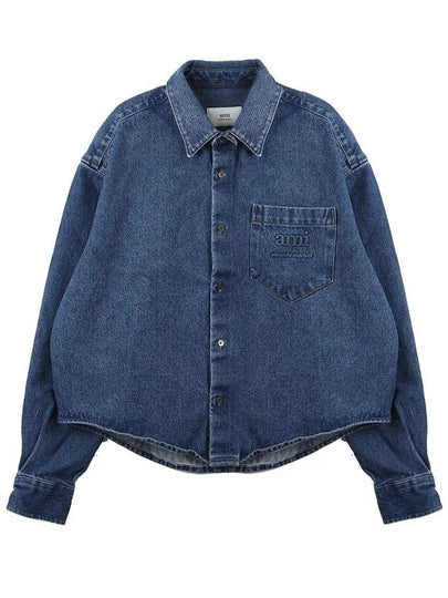 Washed Button-Up Denim Jacket Blue - AMI - BALAAN 2