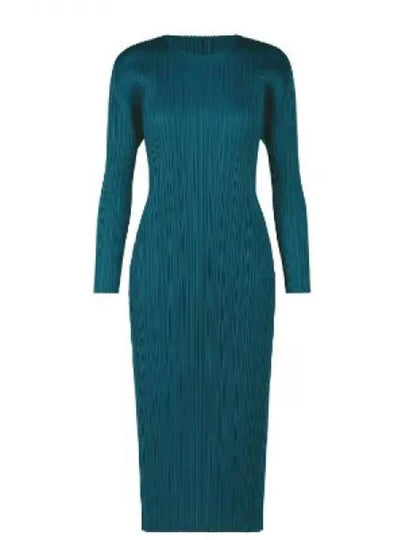 Pleated Midi Dress Blue - ISSEY MIYAKE - BALAAN 2