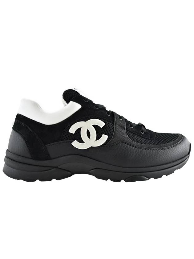 Men s CC Cruise Sneakers Black Mesh Calfskin White Logo - CHANEL - BALAAN 8