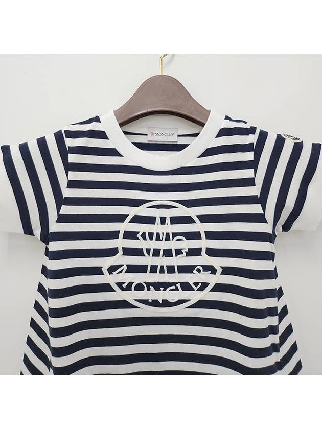 Kids Logo Embroidered Striped Short Sleeve T Shirt 8Y 10Y Blue White 8C00009 89AGB F07 - MONCLER - BALAAN 4