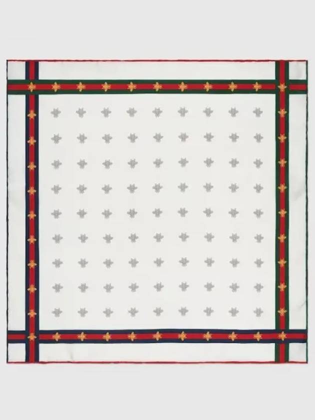 Bee Pattern Silk Pocket Square Scarf White - GUCCI - BALAAN 2