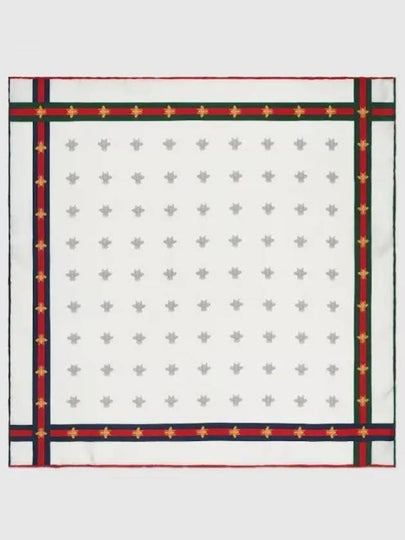 Bee Pattern Silk Pocket Square Scarf White - GUCCI - BALAAN 2