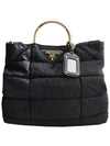 Black padded gold handle tote bag - PRADA - BALAAN 1