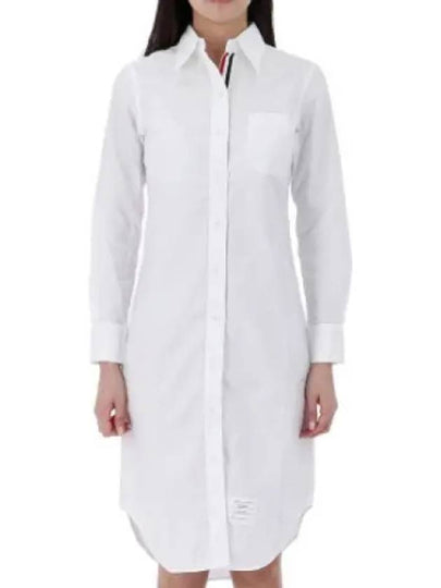 Solid Poplin Pleated Back Shirt Mini Dress White - THOM BROWNE - BALAAN 2