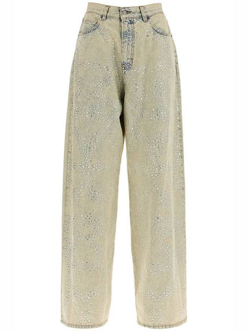 wide leg jeans with rhinestones - GIUSEPPE DI MORABITO - BALAAN 1