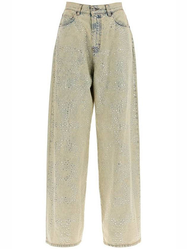 wide leg jeans with rhinestones - GIUSEPPE DI MORABITO - BALAAN 1