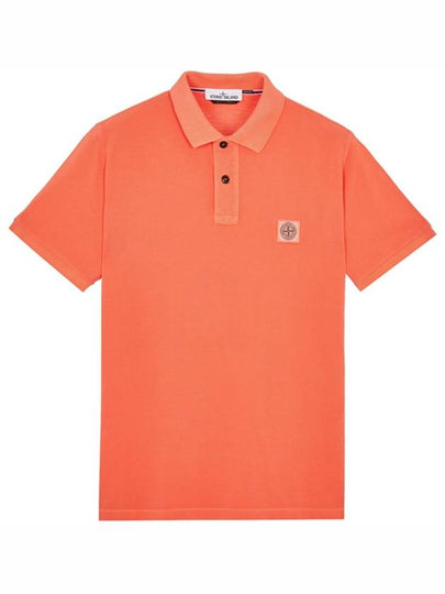 Men's Logo Patch Cotton Short Sleeve Polo Shirt Orange - STONE ISLAND - BALAAN 2