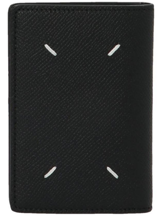 Stitch Bi-Fold Leather Card Wallet Black - MAISON MARGIELA - BALAAN 1