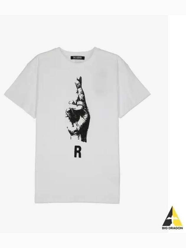 Hand Sign Short Sleeve T Shirt White 231W104190010010 - RAF SIMONS - BALAAN 1