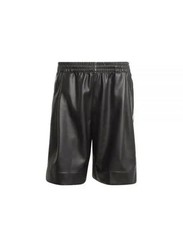 Adicolor Faux Leather 3 Stripe Shorts Black - ADIDAS - BALAAN 1