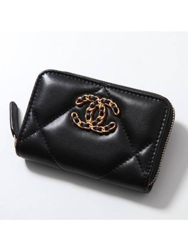 19 Lambskin card zip round wallet black AP3362 internal zipper storage - CHANEL - BALAAN 1