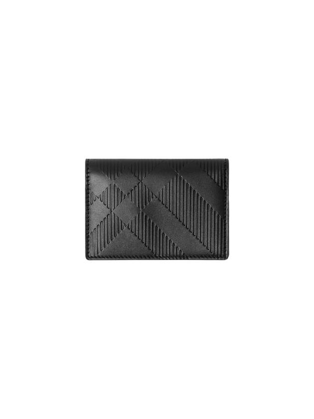 Check Pattern Leather Card Wallet Black - BURBERRY - BALAAN 4