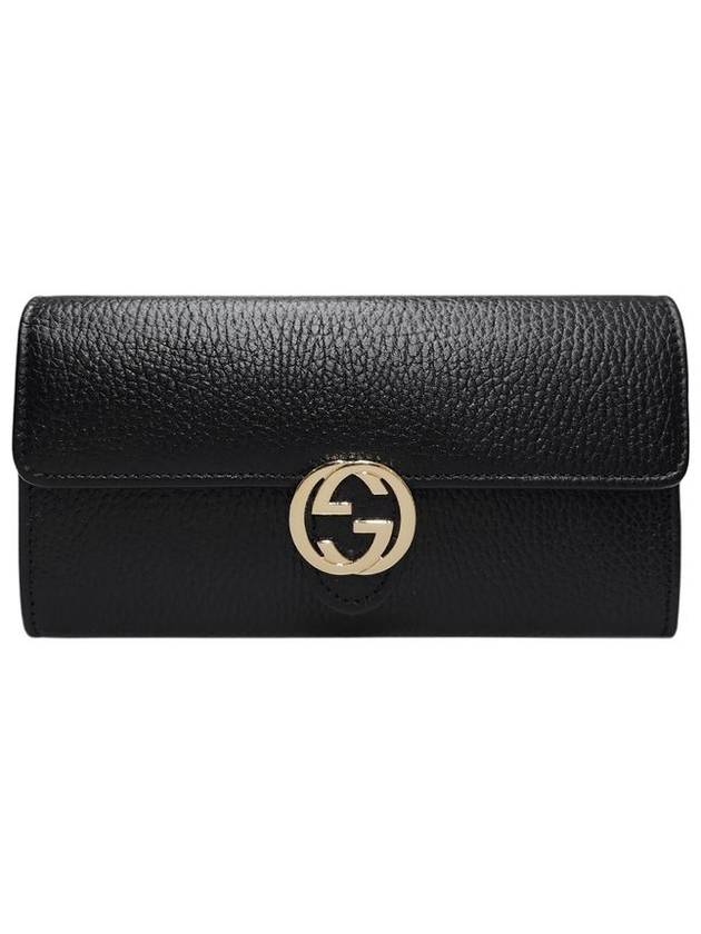 615524 GG interlocking black leather long wallet - GUCCI - BALAAN 1