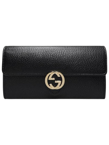 615524 GG interlocking black leather long wallet - GUCCI - BALAAN 1