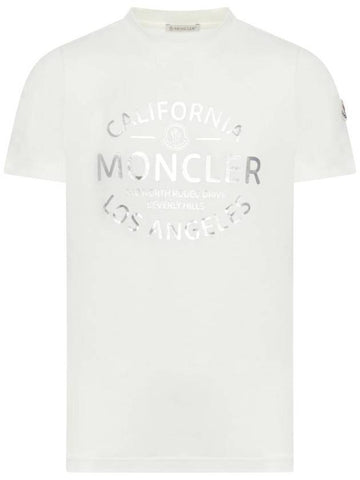 Metallic California Logo Short Sleeve T Shirt White - MONCLER - BALAAN 1
