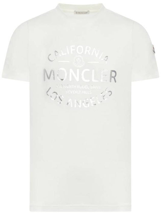 Metallic California Logo Short Sleeve T Shirt White - MONCLER - BALAAN 1