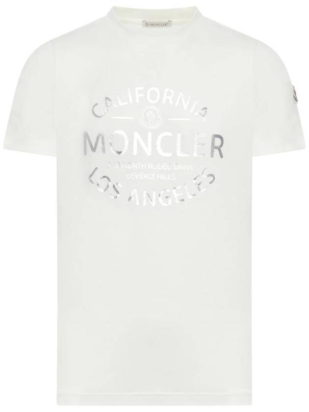 Metallic Logo Short Sleeve T-Shirt White - MONCLER - BALAAN 1