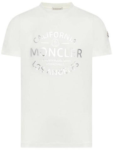 Metallic Logo Short Sleeve T-Shirt White - MONCLER - BALAAN 1