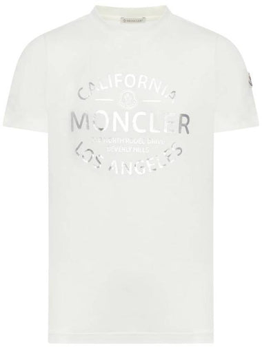 Metallic Logo Short Sleeve T-Shirt White - MONCLER - BALAAN 1