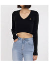 Bea Cropped V-Neck Knit Top Black - VIVIENNE WESTWOOD - BALAAN 2