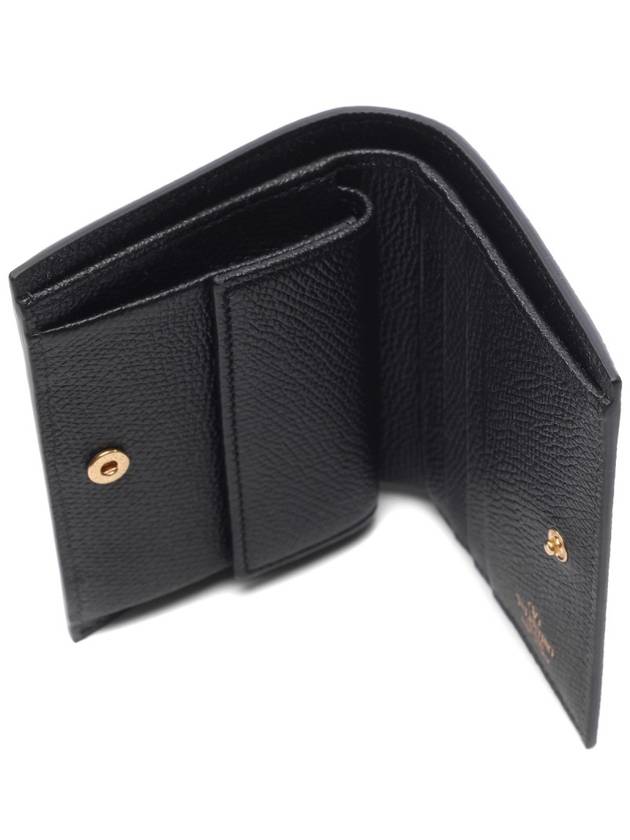 Compact V Logo Signature Calfskin Half Wallet Black - VALENTINO - BALAAN 7