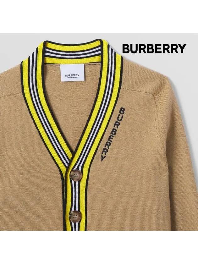 Kids Stripe Trimmed Wool Cardigan Archive Beige 8047615 4Y 10Y - BURBERRY - BALAAN 4