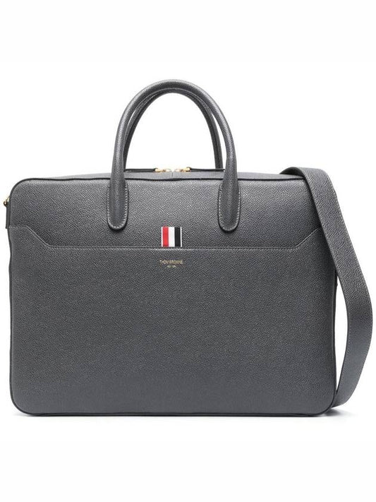 Pebble Grain Leather Brief Case Grey - THOM BROWNE - BALAAN 2