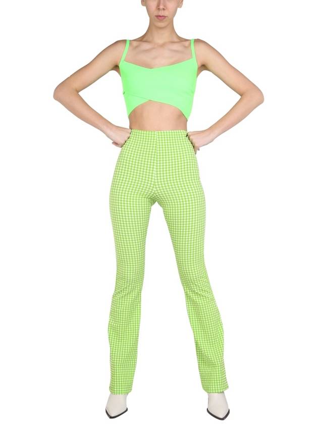 Women's Check Flare High Waist Pants Green - MSGM - BALAAN 3