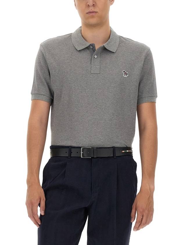 Regular Fit Zebra Logo Short Sleeve Polo Shirt Grey - PAUL SMITH - BALAAN 5