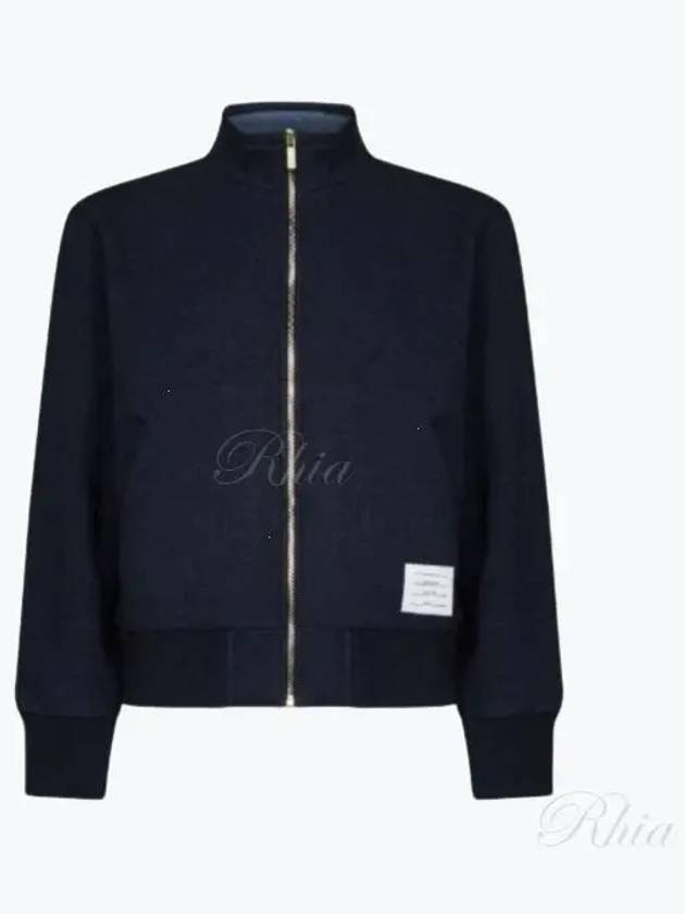 Funnel Neck Zip-Up Jacket Navy - THOM BROWNE - BALAAN 2