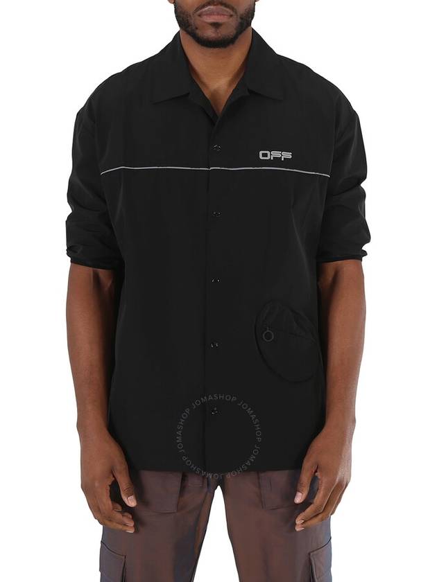 Off-White Men's Short-sleeve Track Button Shirt In Black, Size X-Small - OFF WHITE - BALAAN 1