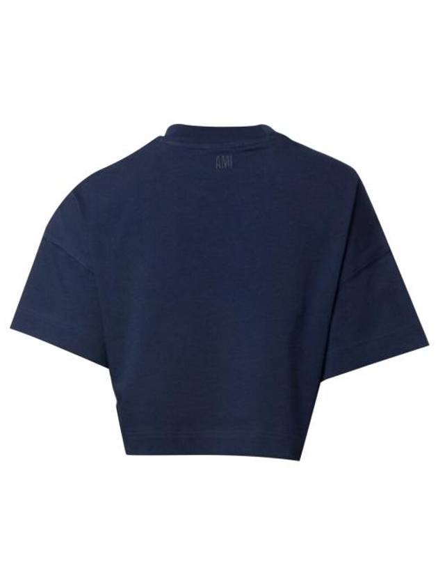 Logo Crop Short Sleeve T-shirt Navy - AMI - BALAAN 3