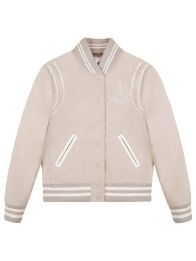 Vendome Wool Varsity Jacket Oatmeal Jumper - SPORTY & RICH - BALAAN 1