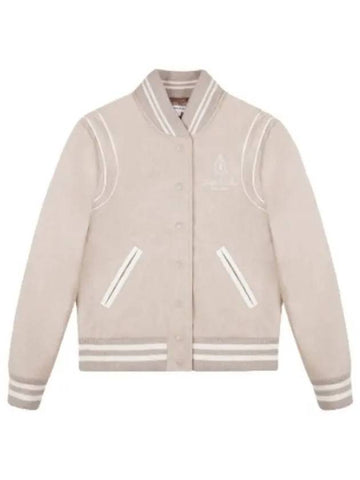 Vendome Wool Varsity Jacket Oatmeal Jumper - SPORTY & RICH - BALAAN 1